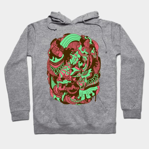 Pink Mint Abstract Wave of Thoughts No 2 Hoodie by kenallouis